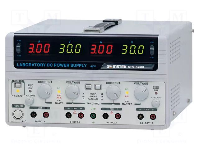 Power supply: laboratory; linear,multi-channel; 0÷30VDC; 0÷3A GW INSTEK GPS-4303