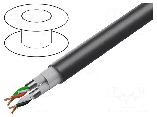 Wire; 2x2x22AWG; shielded,Al-PET foil; PVC; black; 300V; 305m BELDEN 5541P1.0101000