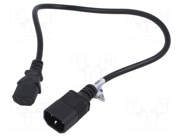 Cable; 3x0.5mm2; IEC C13 female,IEC C14 male; PVC; 0.5m; black AKYGA AK-PC-14A