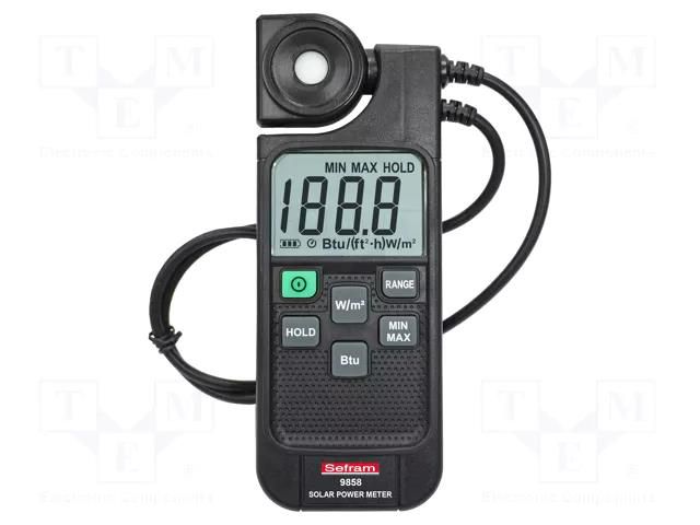 Meter: solar power; Range: 0÷1999W/m2; Equipment: case; 0÷40°C SEFRAM SEFRAM9858