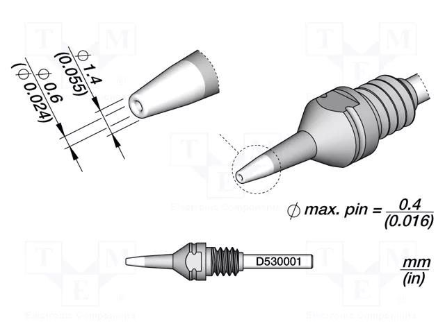 Tip: for desoldering irons; 1.4x0.6mm JBC TOOLS JBC-D530001
