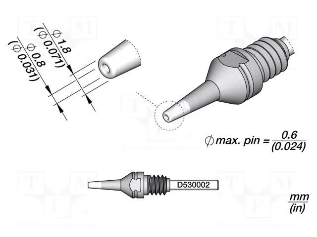 Tip: for desoldering irons; 1.8x0.8mm JBC TOOLS JBC-D530002