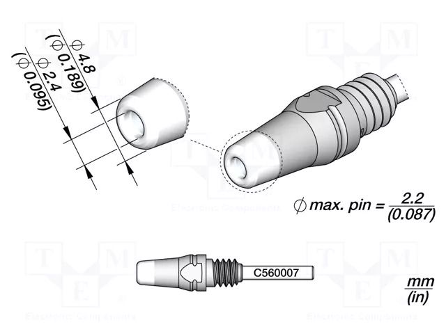 Tip: for desoldering irons; 4.8x2.4mm JBC TOOLS JBC-D530007