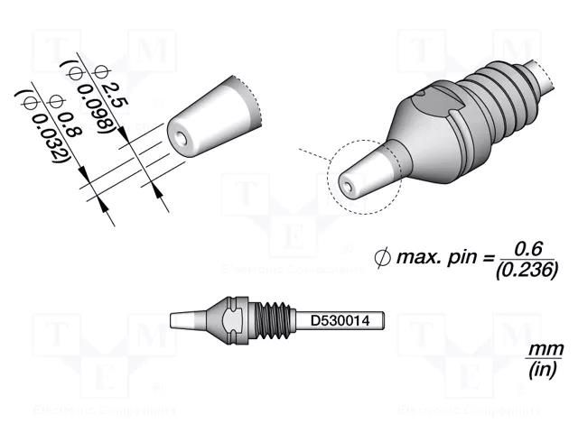 Tip: for desoldering irons; 2.5x0.8mm JBC TOOLS JBC-D530014