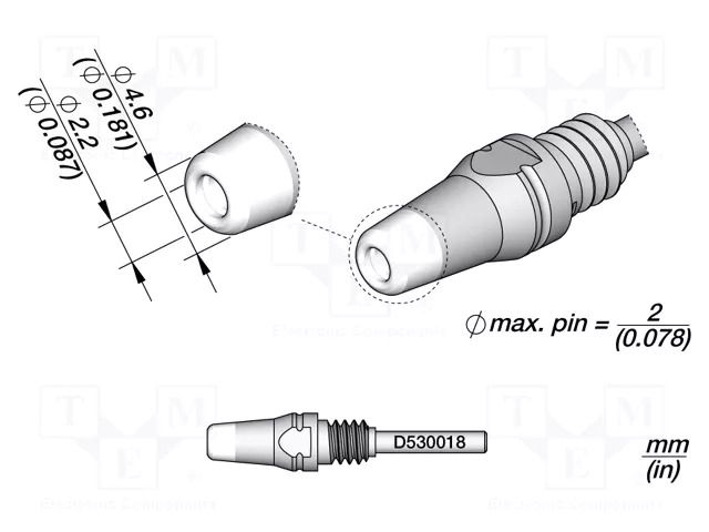Tip: for desoldering irons; 4.6x2.2mm JBC TOOLS JBC-D530018