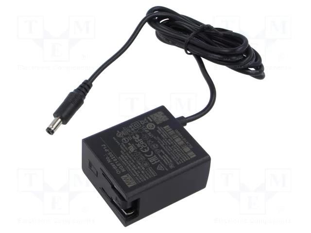 Power supply: switching; mains,plug-in; 5VDC; 3A; 15W; Out: 5,5/2,1 MEAN WELL NGE18I05-P1J