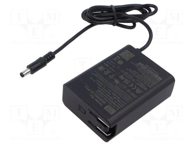 Power supply: switching; mains,plug-in; 18VDC; 5A; 90W; 91.5% MEAN WELL NGE90I18-P1J