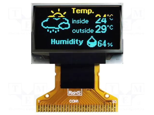 Display: OLED; graphical; 0.96"; 128x64; Dim: 24.7x16.59x1.26mm RAYSTAR OPTRONICS REX012864ABXPP3N0Y