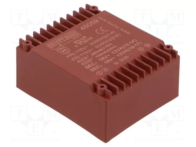 Transformer: encapsulated; 24VA; 115VAC,230VAC; 18V; 18V; 667mA MYRRA MYRRA-45059
