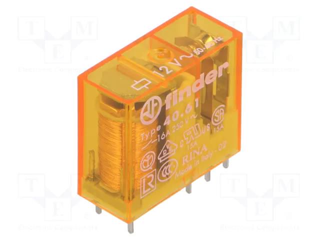 Relay: electromagnetic; SPDT; Ucoil: 12VAC; 16A; 40.61; PCB,socket FINDER 40.61.8.012.0000