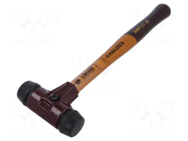 Hammer; 295mm; W: 90mm; 345g; 30mm; round; rubber; wood; SIMPLEX HALDER HAL-3002.030