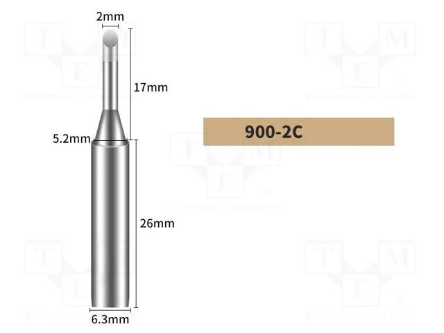 Tip; hoof; 2mm; for soldering station SHENZHEN BAKON ELECTRONIC BK900-2C