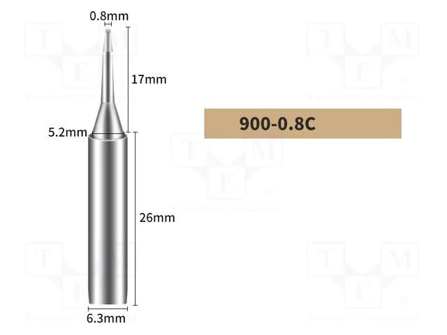 Tip; hoof; 0.8mm; for soldering station SHENZHEN BAKON ELECTRONIC BK900-0.8C