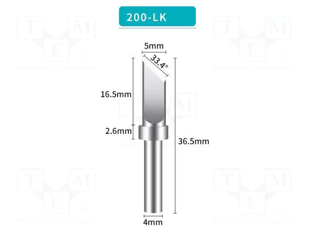 Tip; knife; 5mm; for soldering station SHENZHEN BAKON ELECTRONIC BK200-LK