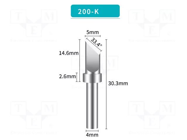 Tip; knife; 5mm; for soldering station BAKON BK200-K