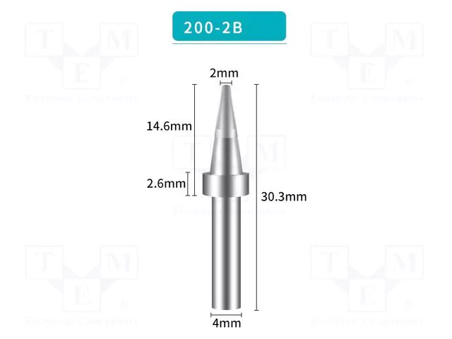 Tip; conical; 2mm; for soldering station BAKON BK200-2B