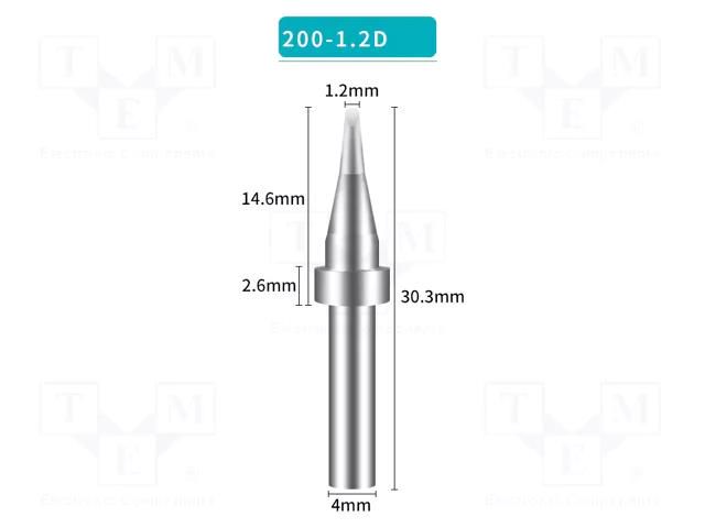 Tip; chisel; 1.2mm; for soldering station SHENZHEN BAKON ELECTRONIC BK200-1.2D