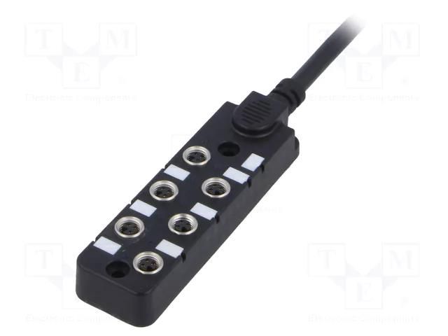 Distribution box; M8; PIN: 3; 5m; socket; 3A; IP67; IN: 6; OUT: 1 AMPHENOL LTW DB8-3A6CAB-SPS7B05