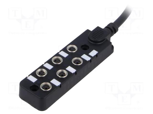 Distribution box; M8; PIN: 3; 10m; socket; 3A; IP67; IN: 6; OUT: 1 AMPHENOL LTW DB8-3A6CAB-SPS7B10