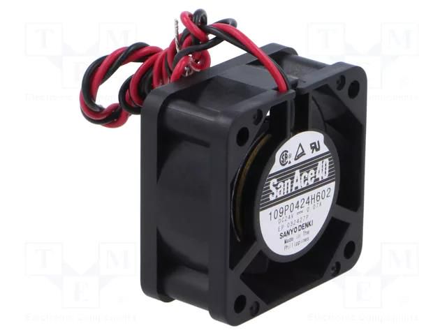 Fan: DC; axial; 24VDC; 40x40x20mm; 19.2m3/h; 37dBA; ball; 8700rpm SANYO DENKI 109P0424H602