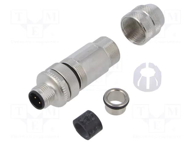 Connector: M12; plug; PIN: 4; male; D code-Ethernet; for cable WEIDMÜLLER SAISM-4/8S-M12-4P