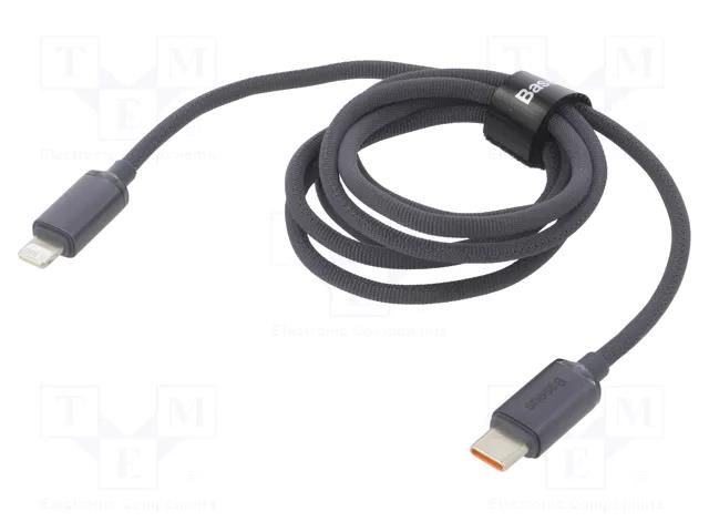 Cable; USB 2.0; Apple Lightning plug,USB C plug; 1.2m; black BASEUS CAJY000201