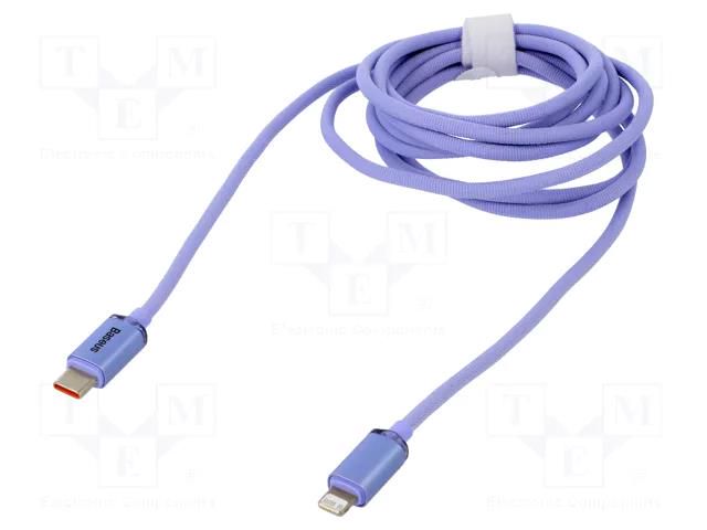 Cable; USB 2.0; Apple Lightning plug,USB C plug; 2m; violet; 20W BASEUS CAJY000305