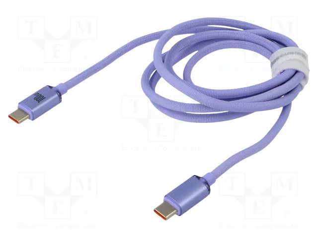 Cable; USB 2.0; USB C plug,both sides; 1.2m; violet; textile; 100W BASEUS CAJY000605