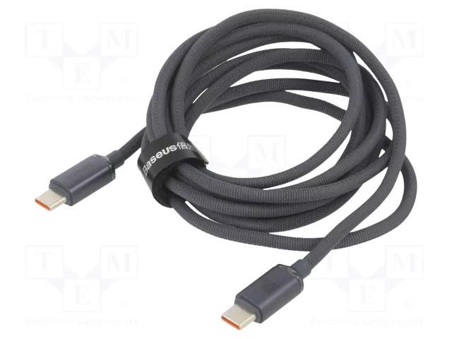 Cable; USB 2.0; USB C plug,both sides; 2m; black; textile; 100W BASEUS CAJY000701