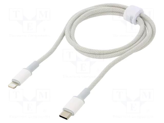 Cable; USB 2.0; Apple Lightning plug,USB C plug; 1m; white; 20W BASEUS CATLGD-02