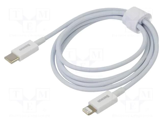 Cable; Apple Lightning plug,USB C plug; 1m; white; 20W BASEUS CATLYS-A02