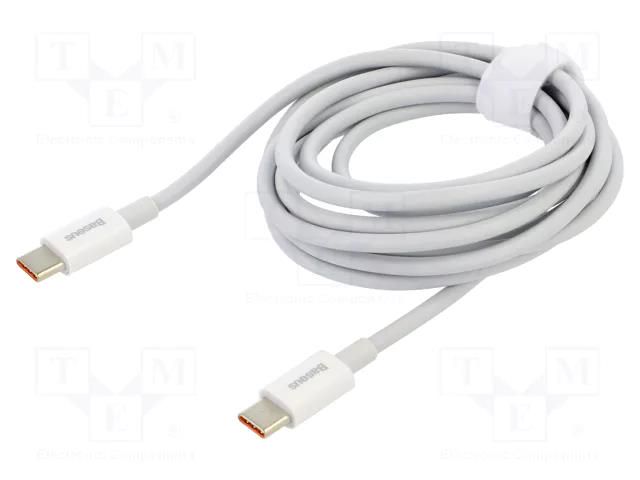 Cable; USB C plug,both sides; 2m; white; 100W BASEUS CATYS-C02