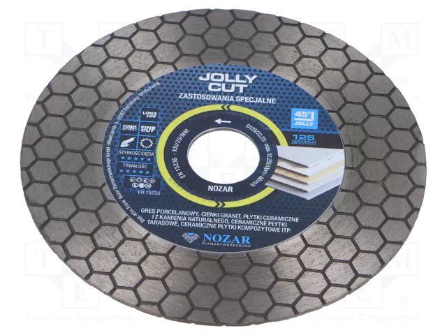Cutting diamond wheel; Ø: 125mm; Øhole: 22.23mm; Disc thick: 1.6mm NOZAR DIAMANTWERKZEUGE NOZAR-PL6720203
