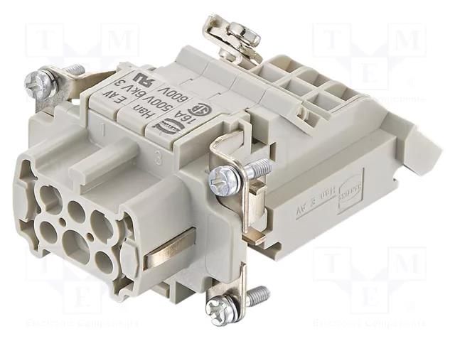 Connector: HDC; contact insert; female; Han E® AV; PIN: 6; 6+PE HARTING 09330064726