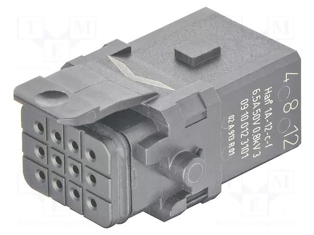 Connector: HDC; contact insert; female; Han® 1A; PIN: 12; size 1A HARTING 09100123101