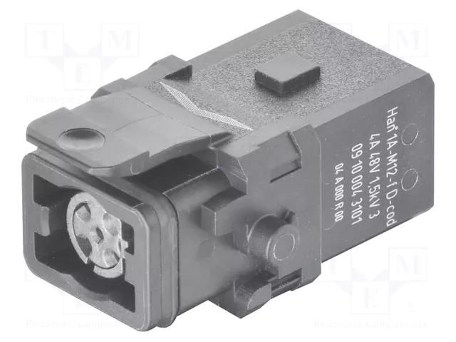 HARTING connector Han 1A-M12-f D-coded, latch HARTING 09100043101