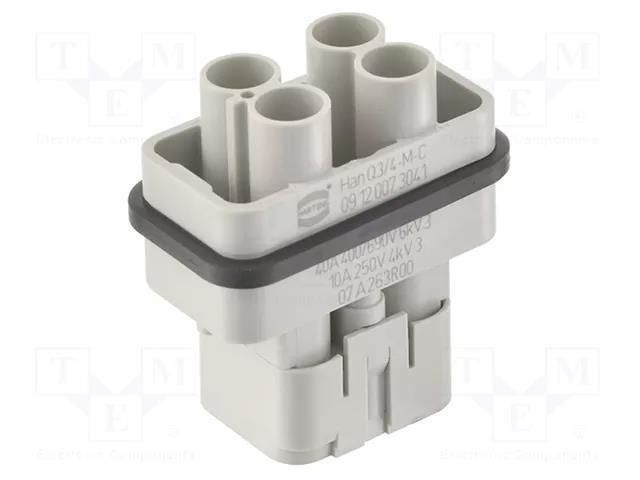 Connector: HDC; contact insert; male; Han Q; PIN: 8(4+4); 4+3+PE HARTING 09120073041