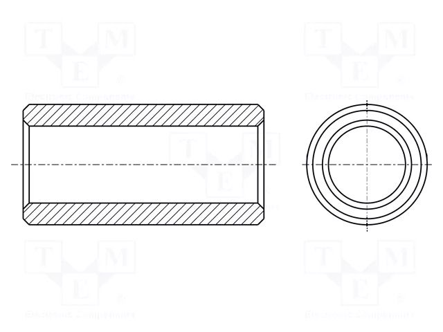 Spacer sleeve; 7mm; cylindrical; aluminium; Out.diam: 5mm HARWIN R30-6200714