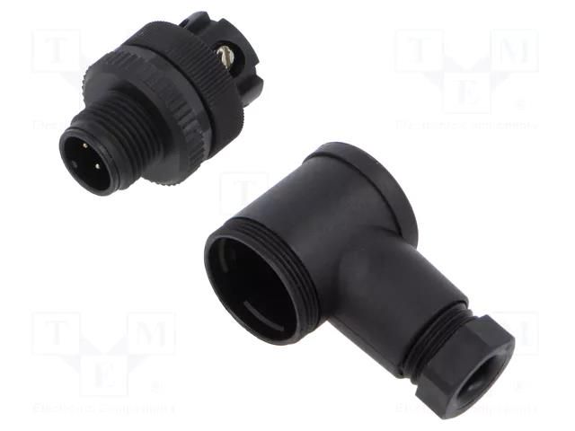 Connector: M12; male; 713; 250V; IP67; screw terminal; PA; 18AWG BINDER 99-0429-44-04