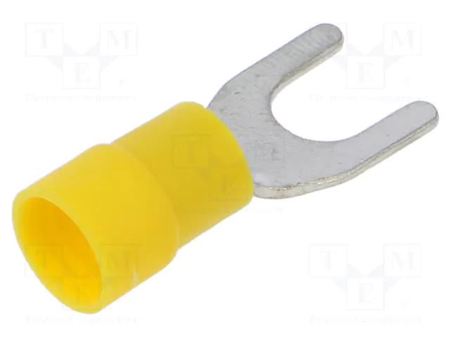 Tip: fork; M6; 4÷6mm2; crimped; for cable; insulated; tinned; yellow ERKO KNE-6-6/100