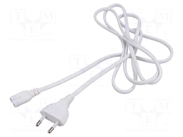 Cable; 2x0.75mm2; CEE 7/16 (C) plug,IEC C7 female; PVC; 1.8m SUNNY SUNNY-C7E18-WH