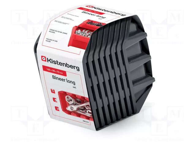 Container: cuvette; black; long; 160x98x70mm; 8pcs; KBILS16; BINEER KISTENBERG KBILS16-S411