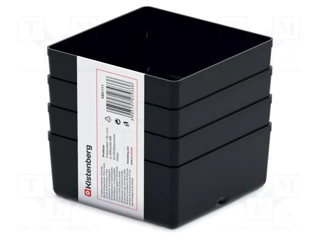 Container: cuvette; black; 110x110mm; 4pcs; KBS1111; UNITE BOX KISTENBERG KBS1111-S411