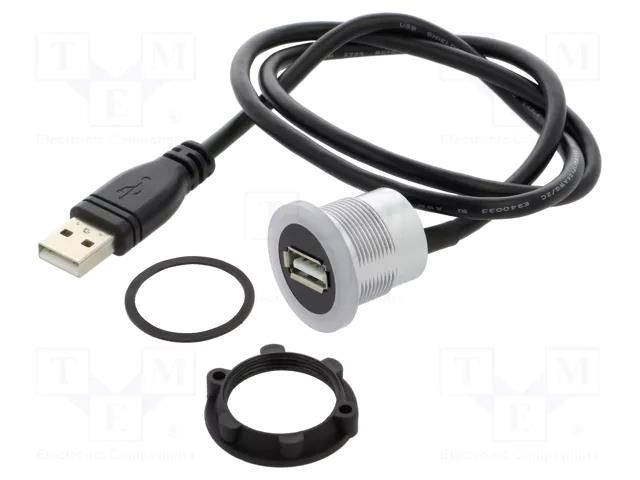 Adapter cable; USB A socket,USB A plug; USB 2.0; Len: 0.6m ONPOW USB-05C-BK