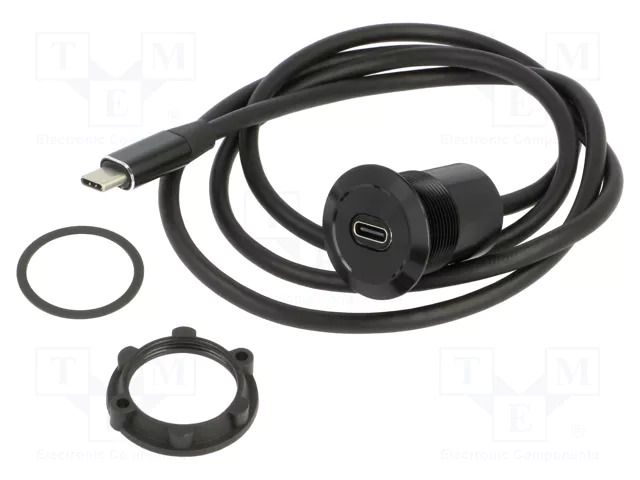 Adapter cable; USB C socket,USB C plug; USB 3.1; Len: 1m ONPOW USBC-04-BK