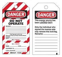 LOCK OUT TAG, PAPER, BLACK/RED ON WHITE WKT3
