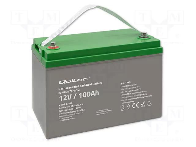 Re-battery: acid-lead; 12V; 100Ah; AGM; maintenance-free QOLTEC ACCU-HP100-12/Q