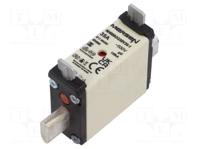 Fuse: fuse; 35A; 500VAC; gG; ceramic,industrial; NH000 MERSEN G201187