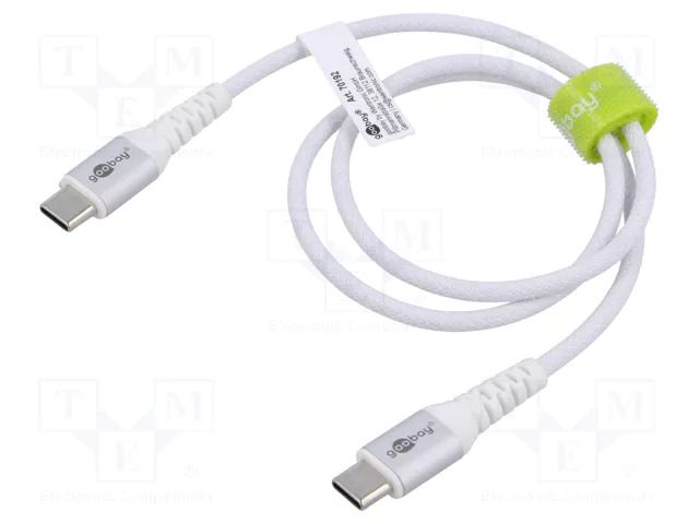 Cable; USB 2.0; USB C plug,both sides; 0.5m; white; silicone; 60W GOOBAY GOOBAY-70192