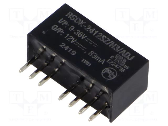 Converter: DC/DC; 1W; Uin: 9÷36VDC; Uout: 3.3÷17VDC; Iout: 167mA RECOM RSOK2412SZ/H3/ADJ